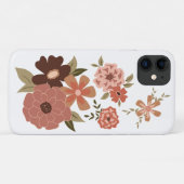 Whimsical Perzik Bruin Bloemen Patroon Case-Mate iPhone Case (Achterkant (horizontaal))