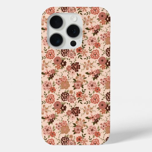 Whimsical Perzik Bruin Bloemen Patroon Case-Mate iPhone Case (Achterkant)