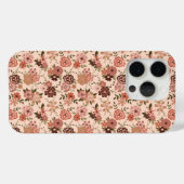 Whimsical Perzik Bruin Bloemen Patroon Case-Mate iPhone Case (Achterkant (horizontaal))
