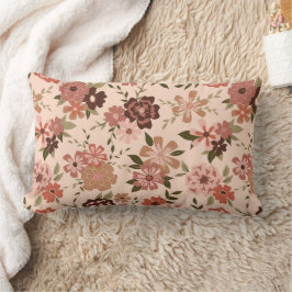 Whimsical Perzik Bruin Bloemen Patroon Kussen