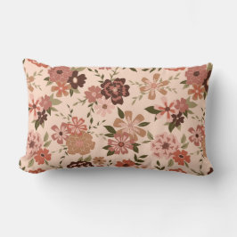 Whimsical Perzik Bruin Bloemen Patroon Kussen