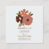Whimsical Perzik Bruin Bloemen Patroon Vierkante Visitekaartje (Achterkant)
