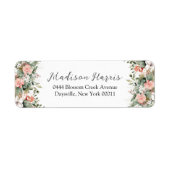 Whimsical Perzik Sage Groene Bloemen Bruiloft Etiket (Voorkant)