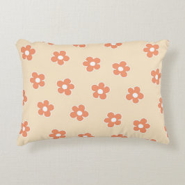 Whimsical Perzik & Sinaasappel Bloemen Retro, Vrol Accent Kussen