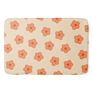 Whimsical Perzik & Sinaasappel Bloemen Retro, Vrol Badmat