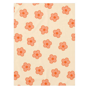 Whimsical Perzik & Sinaasappel Bloemen Retro, Vrol Tafelkleed