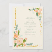 Whimsical Perzik Waterverf Bloem Bruids Brunch Kaart (Voorkant)