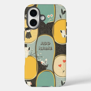 Whimsical Pet and Floral Pattern iPhone 16 Hoesje
