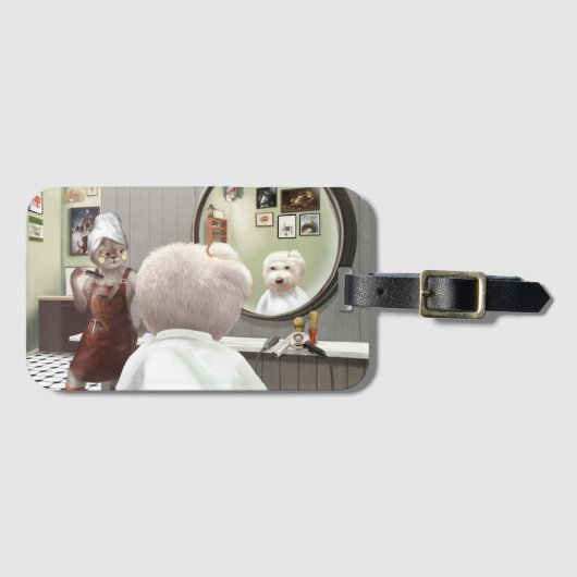 Whimsical Pet Barber Shop Bagagelabel (Voorkant (horizontaal))