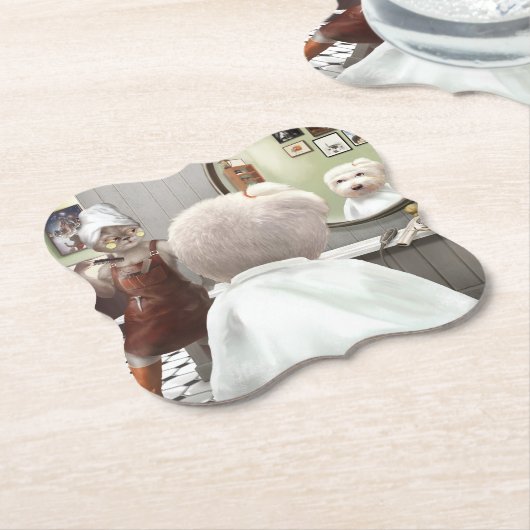 Whimsical Pet Barber Shop Kartonnen Onderzetters (Gekanteld)