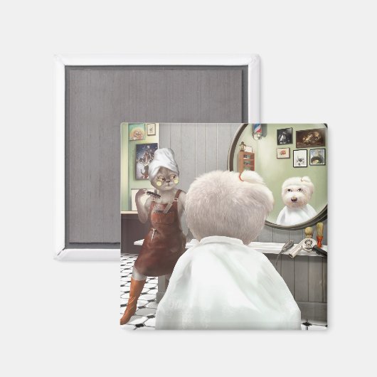 Whimsical Pet Barber Shop Magneet (Voorkant / Achterkant)