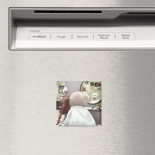 Whimsical Pet Barber Shop Magneet (Insitu (Vaatwasser))