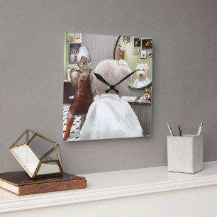 Whimsical Pet Barber Shop Vierkante Klok