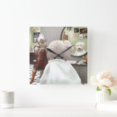 Whimsical Pet Barber Shop Vierkante Klok (Huis)