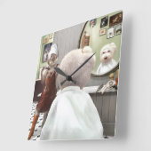 Whimsical Pet Barber Shop Vierkante Klok (Hoek)