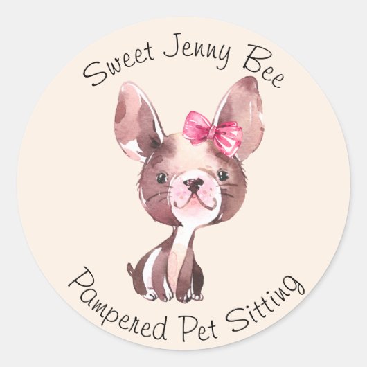 Whimsical Pet Sitting Bedrijf & Marketing Ronde Sticker (Voorkant)