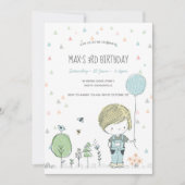 Whimsical Peuter JONGEN Kinderen Verjaardag Uitnod Kaart (Voorkant)