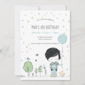 Whimsical Peuter JONGEN Kinderen Verjaardag Uitnod Kaart (Voorkant)
