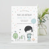 Whimsical Peuter JONGEN Kinderen Verjaardag Uitnod Kaart (Staand voorkant)