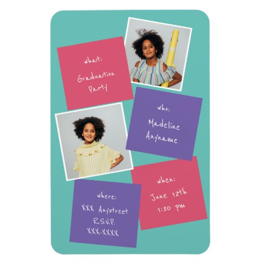 Whimsical Photo Afstuderen Invitation Lavender Magneet (Verticaal)
