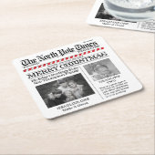 Whimsical Photo Collage Kerstkerstfoto Kartonnen Onderzetters (Schuin)