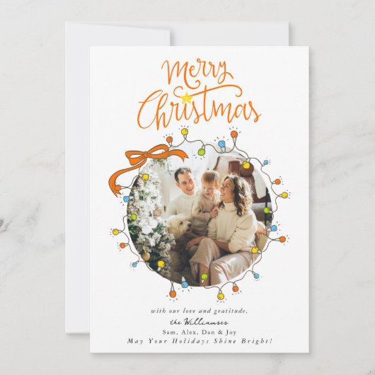 Whimsical Photo Pastel Christmas Lights  Feestdagenkaart (Voorkant)