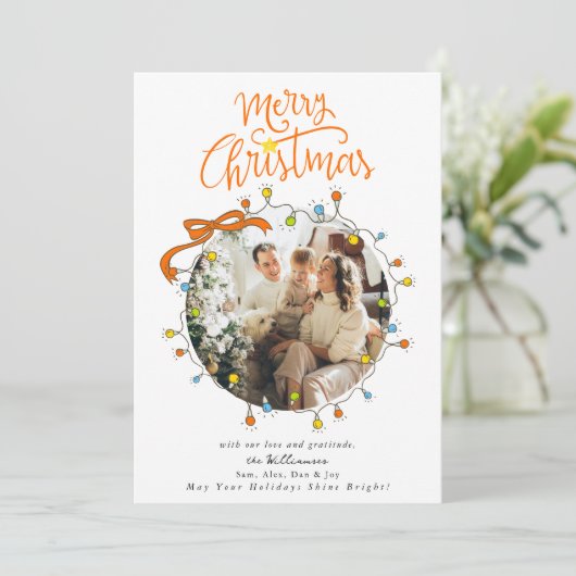 Whimsical Photo Pastel Christmas Lights  Feestdagenkaart (Staand voorkant)