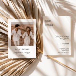 Whimsical Photo Wedding Invite Modern Minimalist Kaart