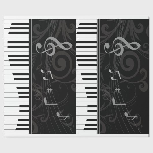 Whimsical Piano en Musical Notes Cadeaupapier (Zoom)
