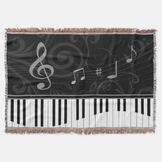 Whimsical Piano en Musical Notes Deken (Voorkant)