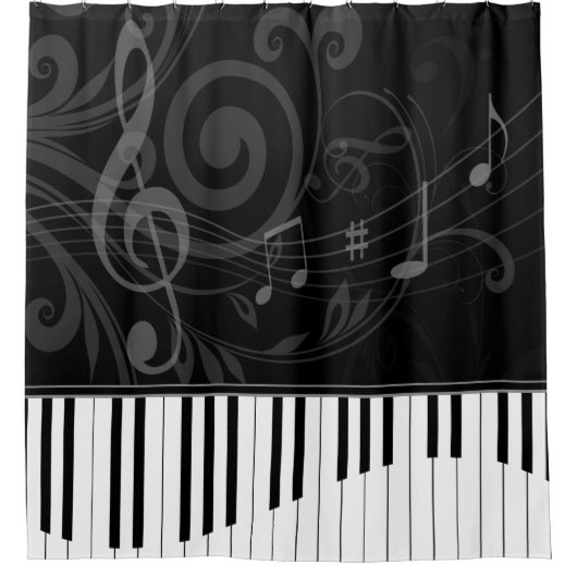 Whimsical Piano en Musical Notes Douchegordijn (Voorkant)