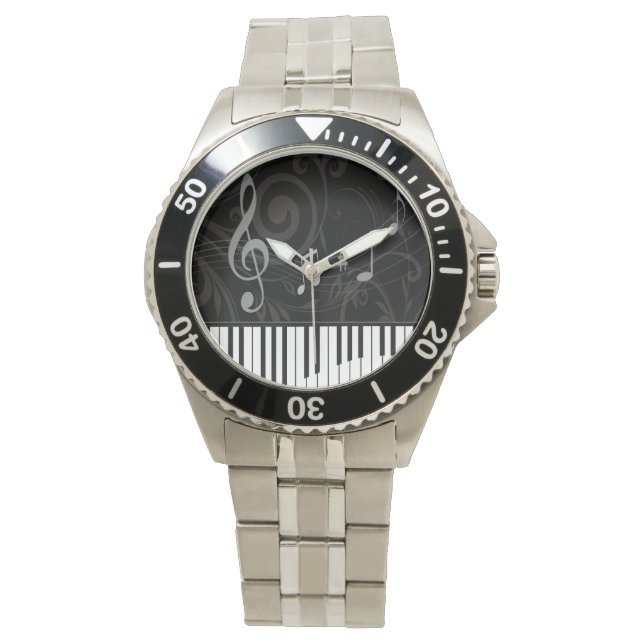 Whimsical Piano en Musical Notes Horloge (Voorkant)