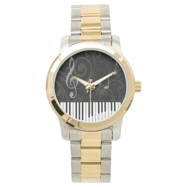 Whimsical Piano en Musical Notes Horloge (Voorkant)
