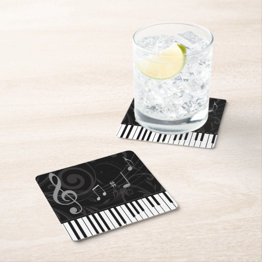 Whimsical Piano en Musical Notes Kartonnen Onderzetters (Insitu)