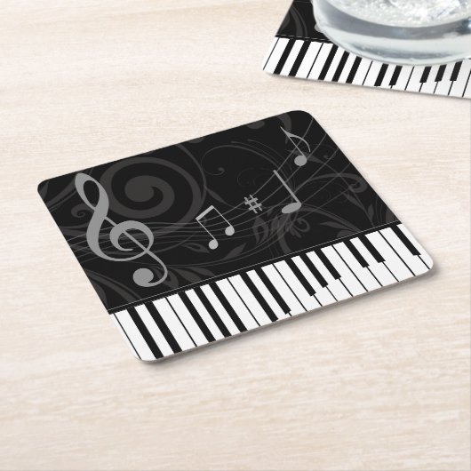 Whimsical Piano en Musical Notes Kartonnen Onderzetters (Schuin)