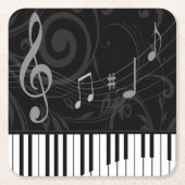 Whimsical Piano en Musical Notes Kartonnen Onderzetters (Voorkant)
