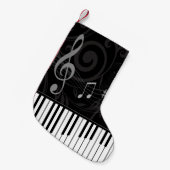 Whimsical Piano en Musical Notes Kleine Kerstsok (Voorkant (Hangend))