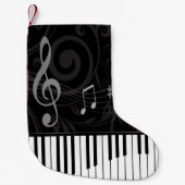 Whimsical Piano en Musical Notes Kleine Kerstsok (Voorkant)
