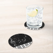 Whimsical Piano en Musical Notes Ronde Kartonnen Onderzetter (Insitu)