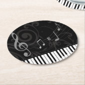 Whimsical Piano en Musical Notes Ronde Kartonnen Onderzetter (Gebogen)