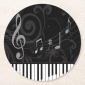Whimsical Piano en Musical Notes Ronde Kartonnen Onderzetter (Voorkant)