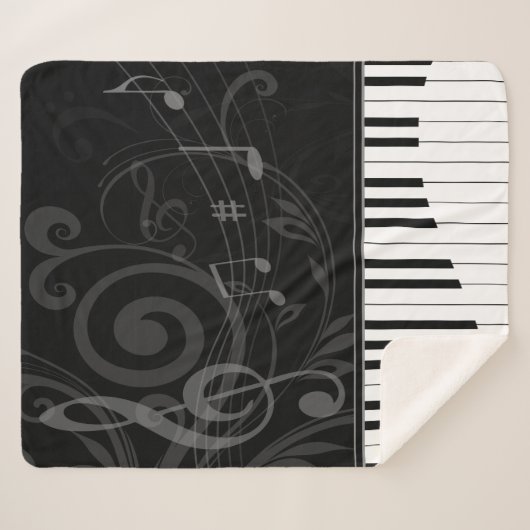 Whimsical Piano en Musical Notes Sherpa Deken (Voorkant (horizontaal))