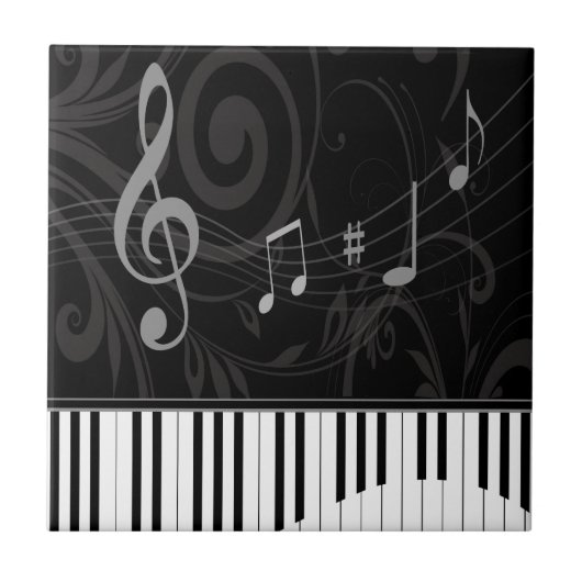 Whimsical Piano en Musical Notes Tegeltje (Voorkant)