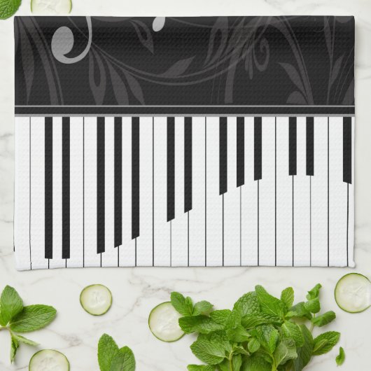 Whimsical Piano en Musical Notes Theedoek (Gevouwen)
