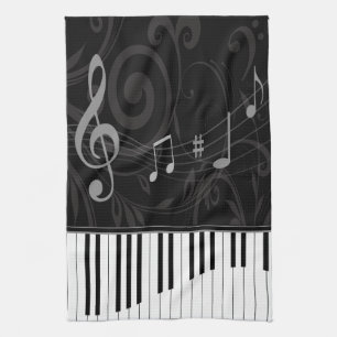 Whimsical Piano en Musical Notes Theedoek