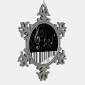 Whimsical Piano en Musical Notes Tin Sneeuwvlok Ornament (Links)