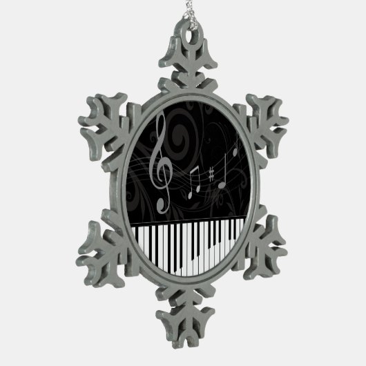 Whimsical Piano en Musical Notes Tin Sneeuwvlok Ornament (Links)