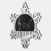 Whimsical Piano en Musical Notes Tin Sneeuwvlok Ornament (Rechts)