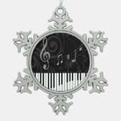 Whimsical Piano en Musical Notes Tin Sneeuwvlok Ornament (Voorkant)