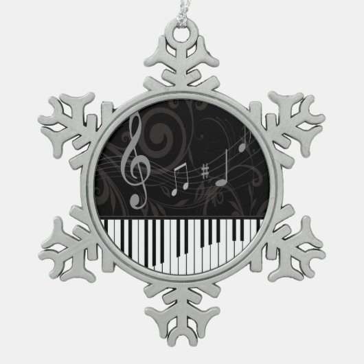 Whimsical Piano en Musical Notes Tin Sneeuwvlok Ornament (Voorkant)